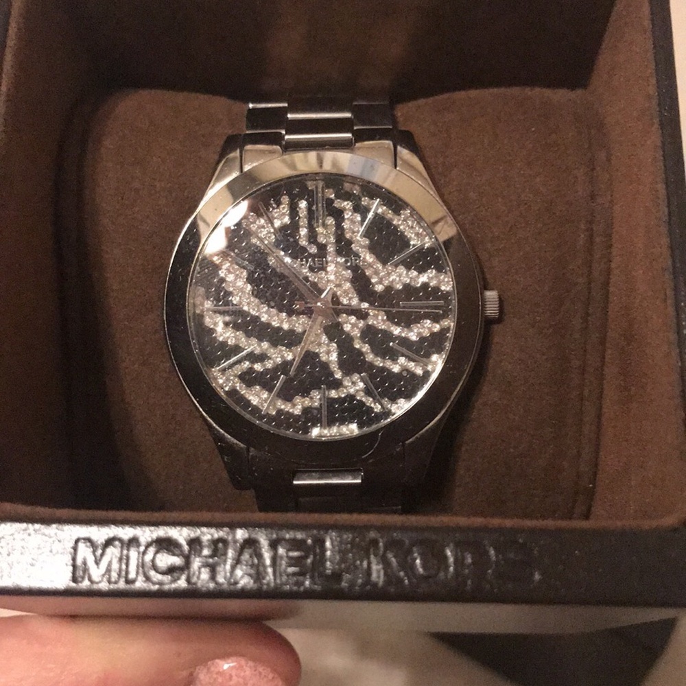 MK zebra print watch